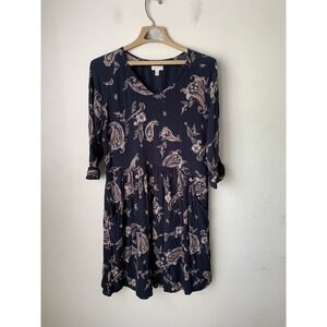 Garnet Hill Womens Dress 8‎ Dark Floral Paisley Fairy Country Blue Wedding Guest